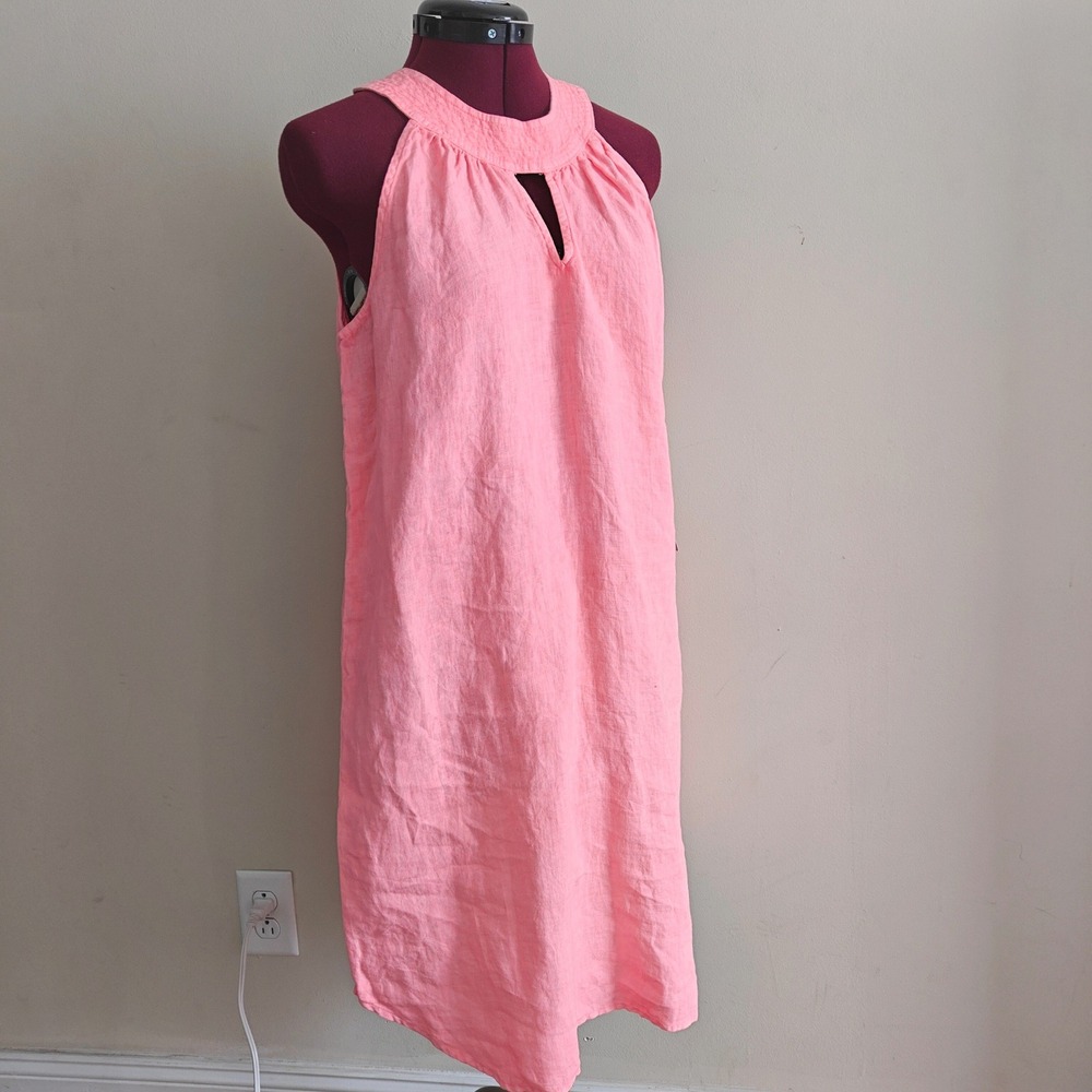 C&C California Pink 100% Linen Halter Shift Dress Womens Medium NWT Keyhole Neck
